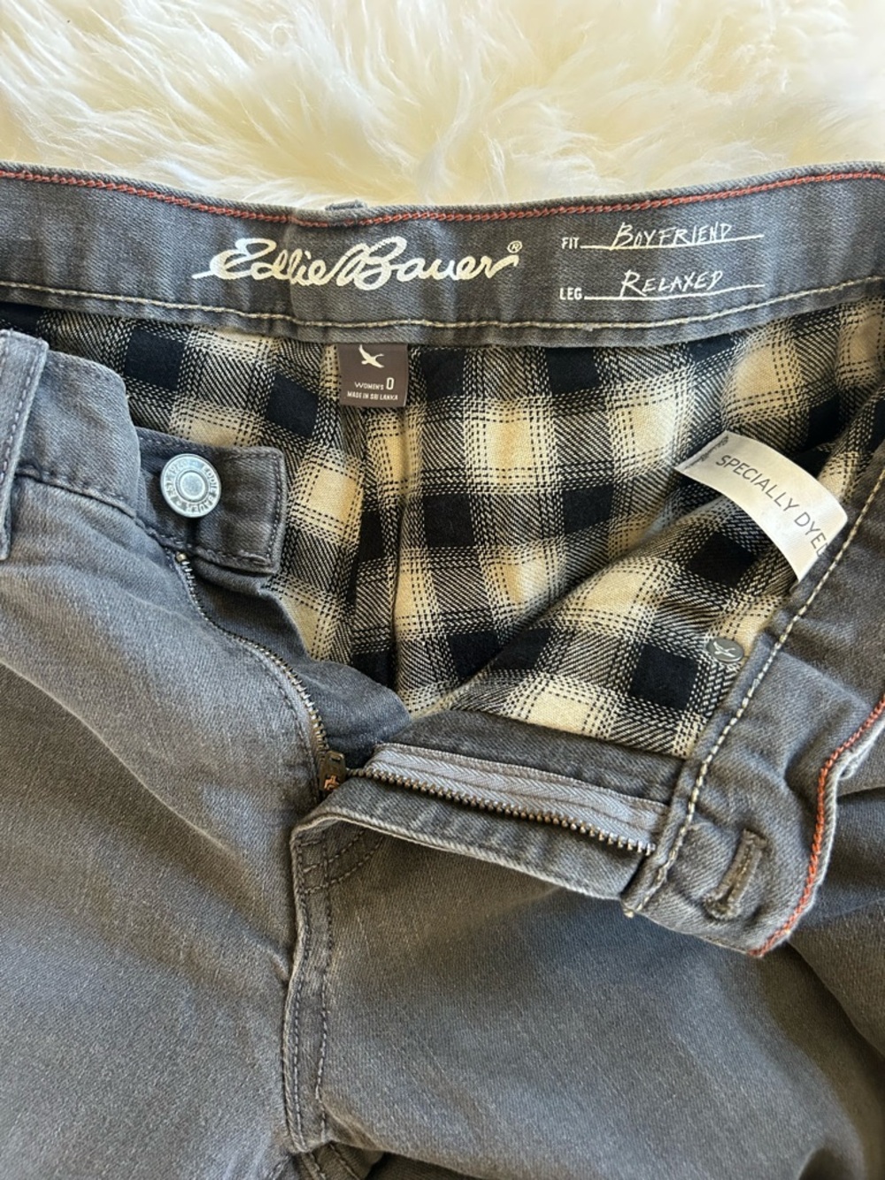 Eddie Bauer womens Charcoal flannel lined pants